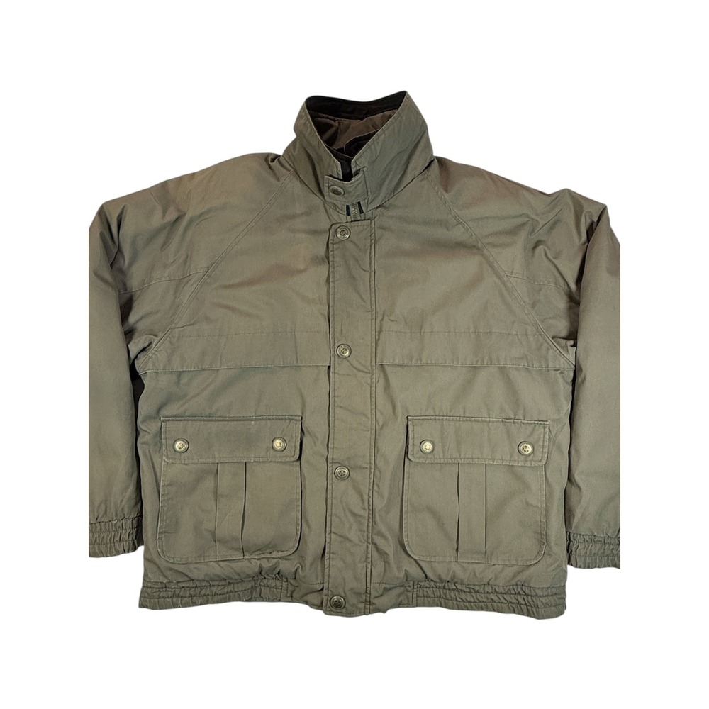 Field & Stream VTG 80s 90s Chore Jacket Mens L Olive Green Padded Insulated